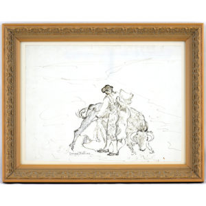 ENRIQUE BENLLIURE. Dibujo sobre papel. ""Escena taurina""