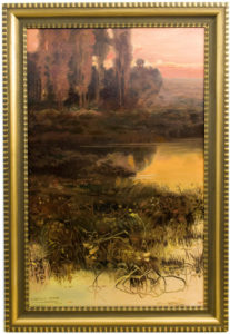 ENRIQUE SERRA AUQUÉ. Óleo sobre lienzo. ""Paisaje lacustre"