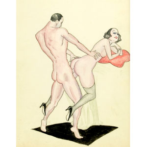 ÉPOCA ART-DECÓ. Dibujo Erótico a Plumilla y Colores.