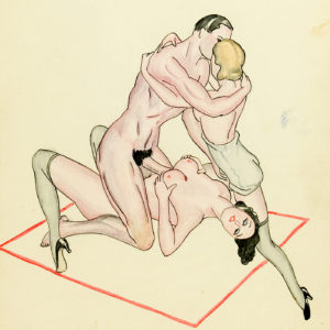 ÉPOCA ART-DECÓ. Dibujo Erótico a Plumilla y Colores.