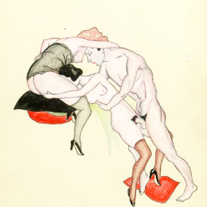 ÉPOCA ART-DECÓ. Dibujo Erótico a Plumilla y Colores.