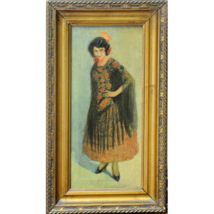 ESCUELA ANDALUZA. Pareja de óleos sobre lienzo, "Torero y Maja".
