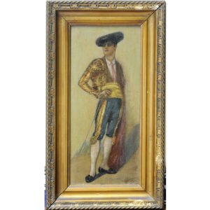 ESCUELA ANDALUZA. Pareja de óleos sobre lienzo, "Torero y Maja".
