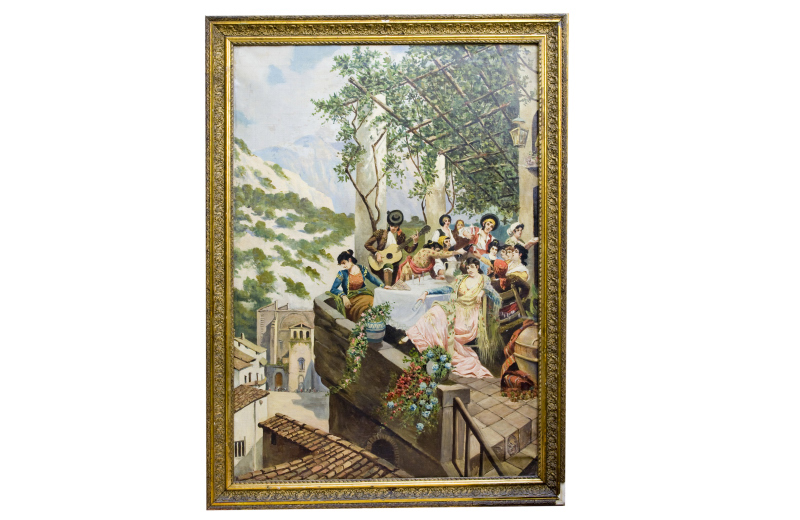 ESCUELA ANDALUZA SIGLO XIX. Óleo sobre lienzo. ""Escena costumbrista" ESCUELA ANDALUZA SIGLO XIX. Óleo sobre lienzo. ""Escena costumbrista"