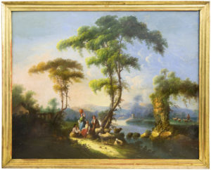 ESCUELA ANDALUZA, siglo XIX. Óleo sobre lienzo. ""Escena rupestre"