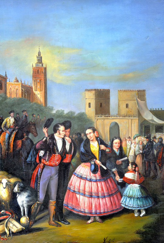 ESCUELA ANDALUZA SIGLO XIX. Óleo sobre tabla. ""Feria de Abril" ESCUELA ANDALUZA SIGLO XIX. Óleo sobre tabla. ""Feria de Abril"