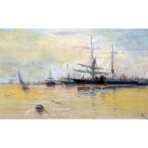 ESCUELA ESPAÑOLA. Óleo sobre tabla. "Marina".