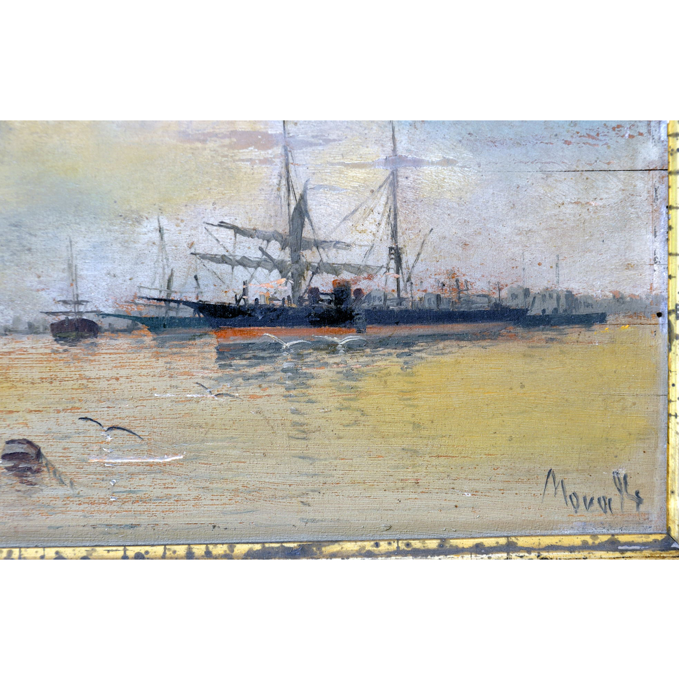 ESCUELA ESPAÑOLA. Óleo sobre tabla. "Marina". ESCUELA ESPAÑOLA. Óleo sobre tabla. "Marina".
