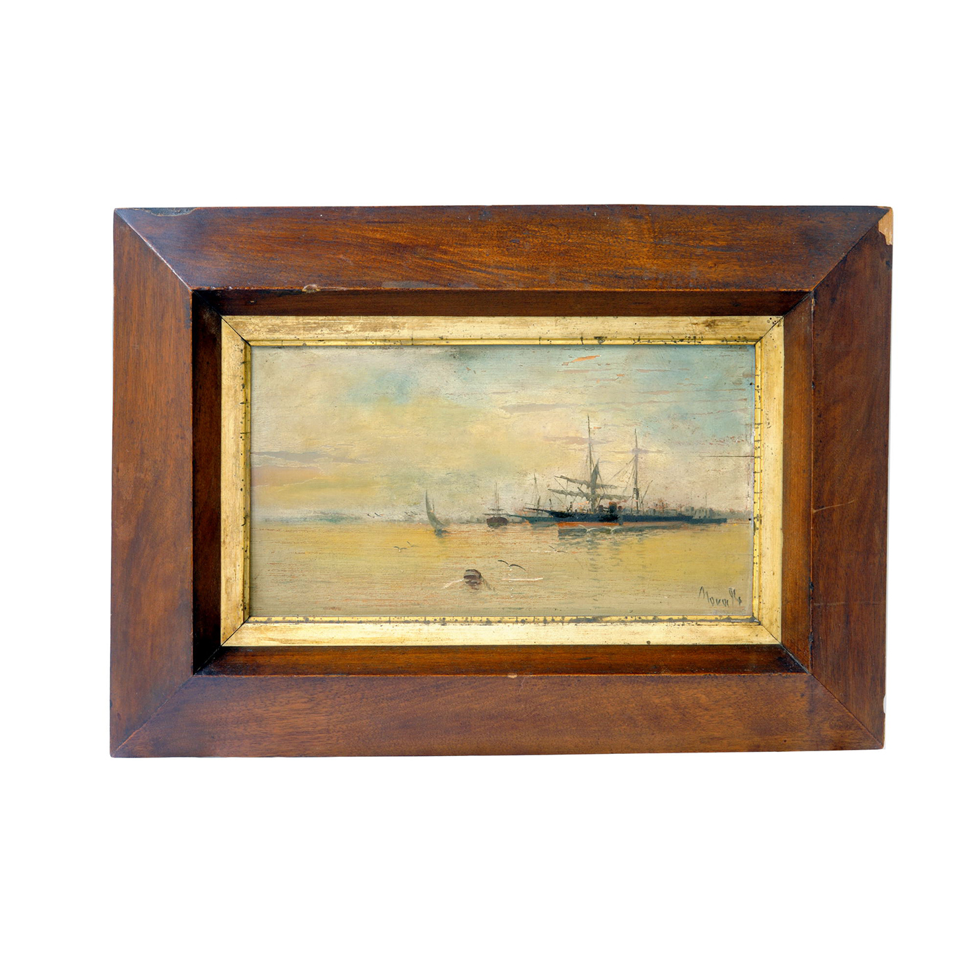 ESCUELA ESPAÑOLA. Óleo sobre tabla. "Marina".