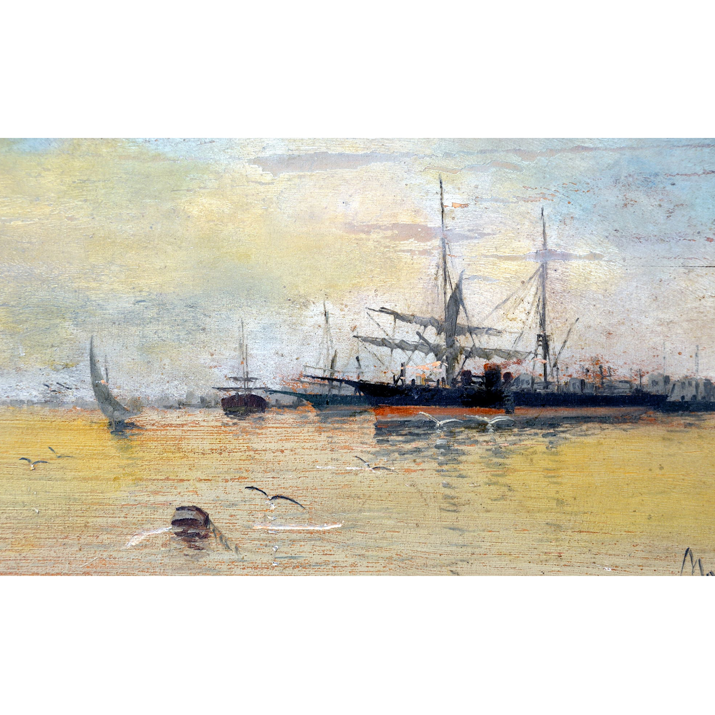 ESCUELA ESPAÑOLA. Óleo sobre tabla. "Marina". ESCUELA ESPAÑOLA. Óleo sobre tabla. "Marina".