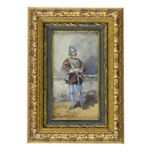 ESCUELA ESPAÑOLA SIGLO XIX. Acuarela. ""Soldado armado"
