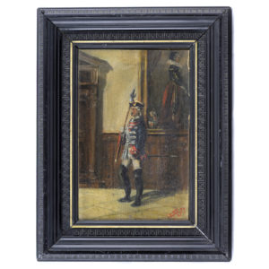 ESCUELA ESPAÑOLA SIGLO XIX. Óleo sobre tabla. ""Soldado Español"