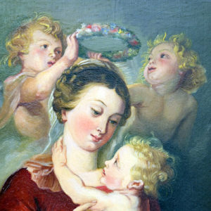 ESCUELA ESPAÑOLA SIGLO XIX. Óleo sobre tabla. ""Vírgen con Niño"