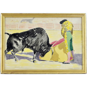 ESCUELA ESPAÑOLA SIGLO XX. Acuarela sobre papel. ""Escena taurina"