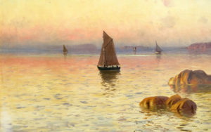 Escuela Norte Europea. E. BRANDT, 1904. Óleo sobre lienzo. ""Marina"