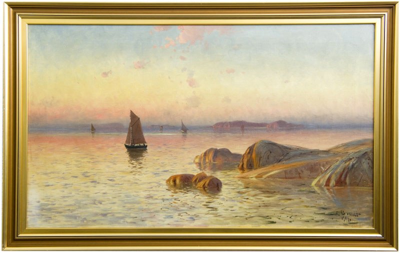 Escuela Norte Europea. E. BRANDT, 1904. Óleo sobre lienzo. ""Marina"
