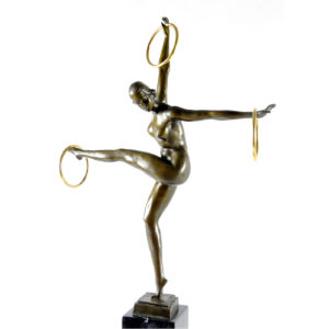 ESCULTURA DE BRONCE DE BAILARINA CON AROS.