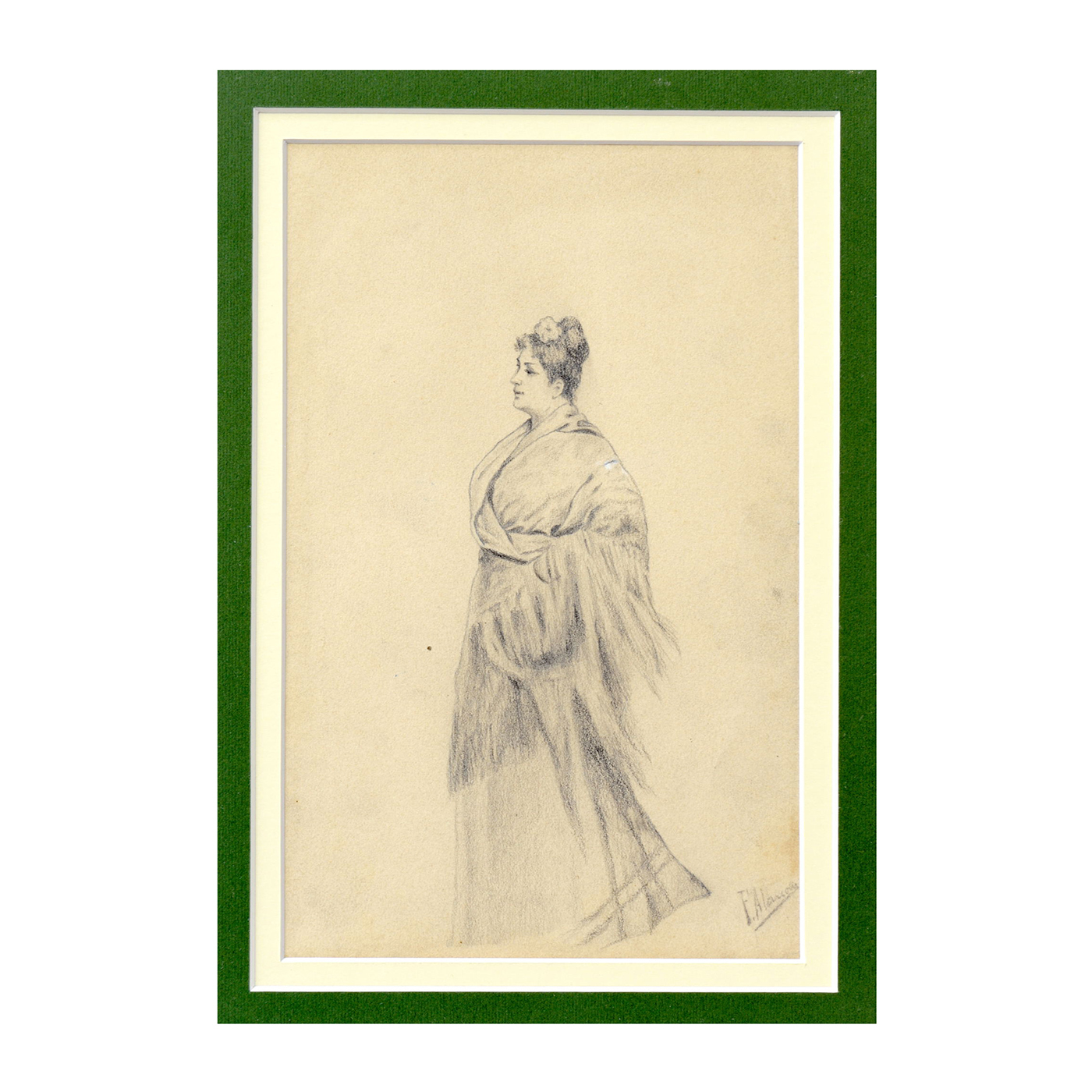 FÉLIX ALARCÓN. Dibujo a lápiz y carboncillo. ""Dama con flor"" FÉLIX ALARCÓN. Dibujo a lápiz y carboncillo. ""Dama con flor""