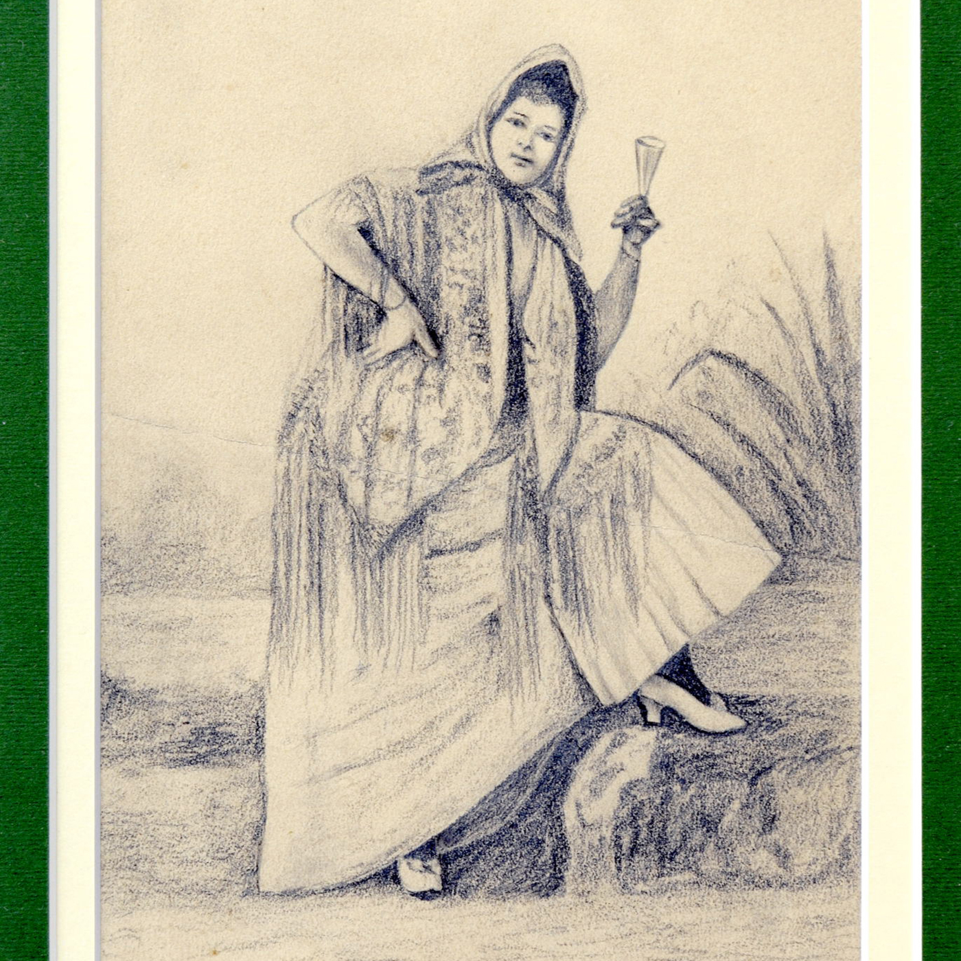 FÉLIX ALARCÓN. Dibujo a lápiz y carboncillo. ""Maja brindando" FÉLIX ALARCÓN. Dibujo a lápiz y carboncillo. ""Maja brindando"