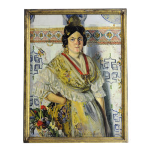 FERNANDO VIZCAÍ ALBERT. Óleo sobre lienzo. "Fallera".