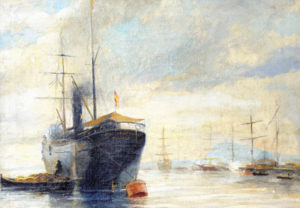 Firmado MEIFRÉN, 1887. Óleo sobre lienzo. ""Marina"