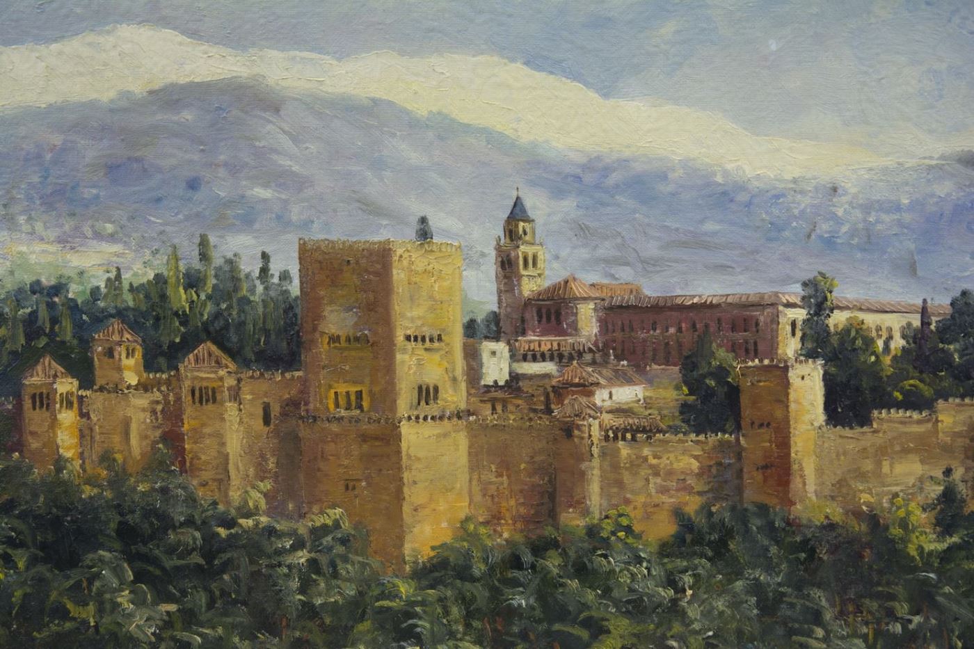 FLORENCIO OCHOA. Óleo sobre lienzo. "Vista de La Alhambra". FLORENCIO OCHOA. Óleo sobre lienzo. "Vista de La Alhambra".