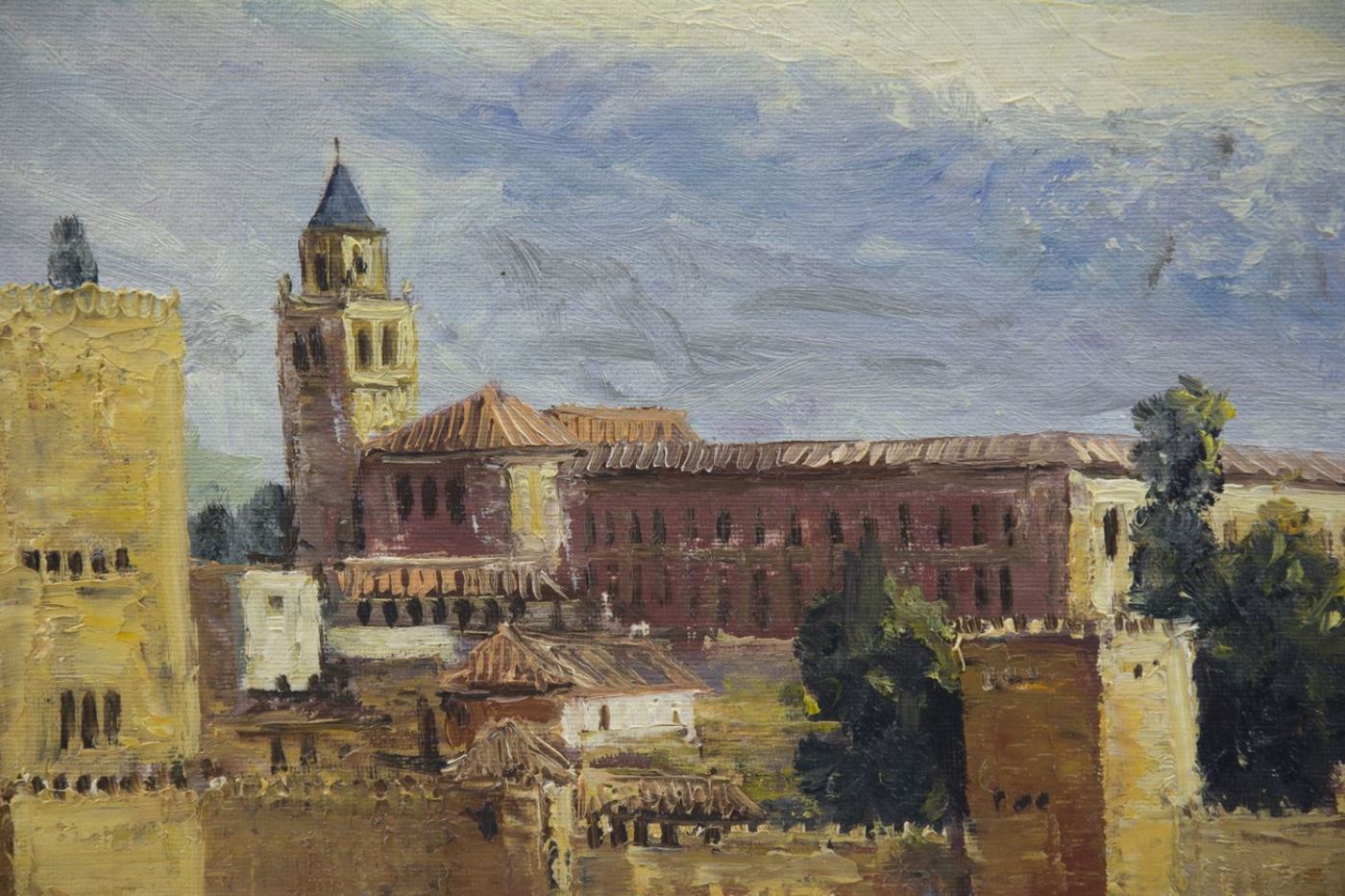 FLORENCIO OCHOA. Óleo sobre lienzo. "Vista de La Alhambra". FLORENCIO OCHOA. Óleo sobre lienzo. "Vista de La Alhambra".