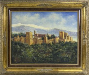 FLORENCIO OCHOA. Óleo sobre lienzo. "Vista de La Alhambra".