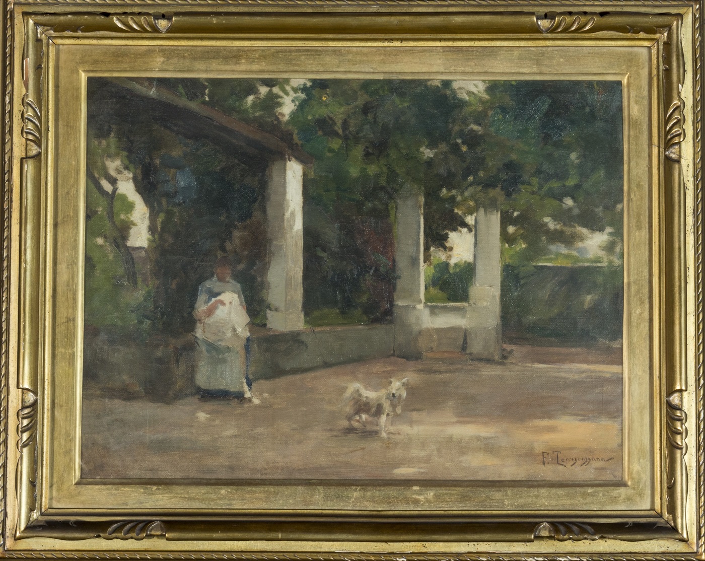 FRANCESC TORRESCASSANA SALLARÉS. Óleo sobre lienzo. "Vista de un jardín" FRANCESC TORRESCASSANA SALLARÉS. Óleo sobre lienzo. "Vista de un jardín"