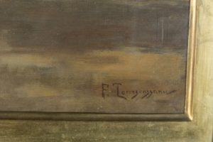 FRANCESC TORRESCASSANA SALLARÉS. Óleo sobre lienzo. "Vista de un jardín"