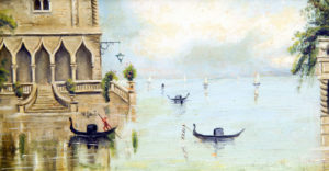FRANCISCO PRADILLA. Óleo sobre tabla. ""Apuntes de Venecia"