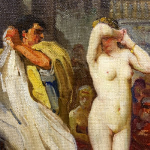 FRANCISCO RODRÍGUEZ SÁNCHEZ CLEMENT. Óleo sobre Lienzo. "El Juicio de Friné".