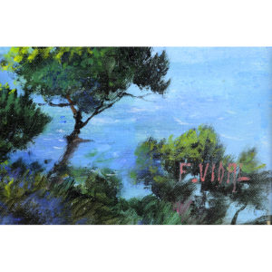 FRANCISCO VIDAL. Óleo sobre lienzo. "Paisaje marino"