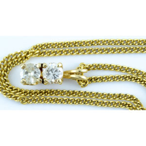 Gargantilla en Oro de 18k con Colgante con dos Diamantes Naturales, talla Brillante, de 0,48 ct. Color K-L. Pureza SI1.