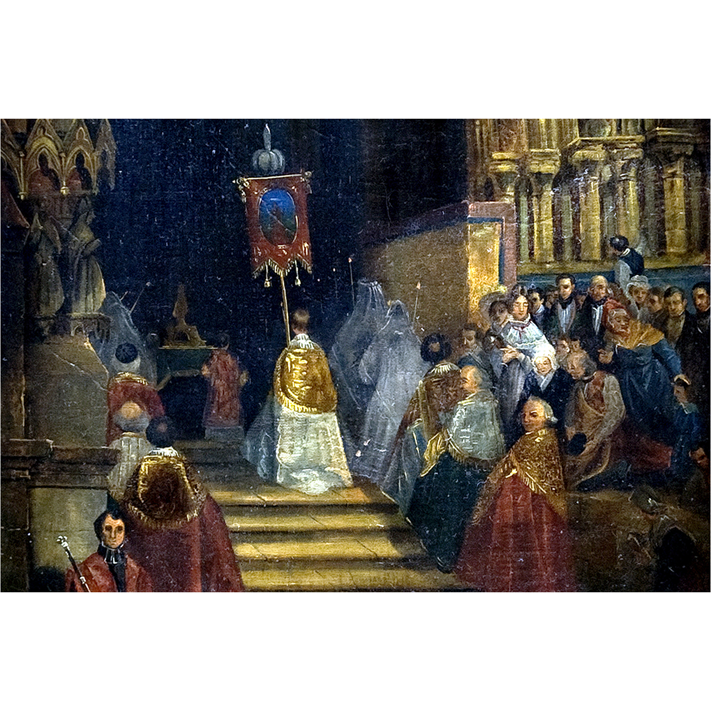 GENARO PÉREZ VILLAAMIL. Óleo sobre lienzo. "Procesión". GENARO PÉREZ VILLAAMIL. Óleo sobre lienzo. "Procesión".