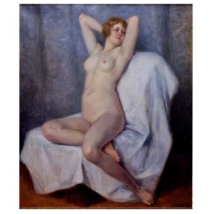 GONZALO BILBAO MARTÍNEZ. Óleo sobre lienzo. "Desnudo"