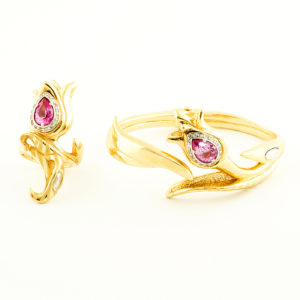 Graziella-1958. Juego de Pulsera y Sortija en Oro de 18k de diseño Italiano.