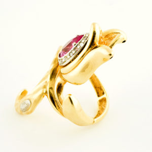 Graziella-1958. Juego de Pulsera y Sortija en Oro de 18k de diseño Italiano.