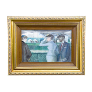 GUILLERMO VARGAS RUIZ. Óleo sobre tabla. "En las carreras".