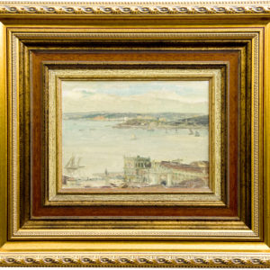 GUILLERMO VARGAS RUIZ. Óleo sobre tabla. "Rio Tajo"
