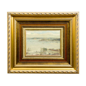 GUILLERMO VARGAS RUIZ. Óleo sobre tabla. "Rio Tajo"
