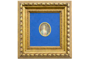 HERMO. Miniatura pintada sobre placa oval de marfil. Siglo XIX.
