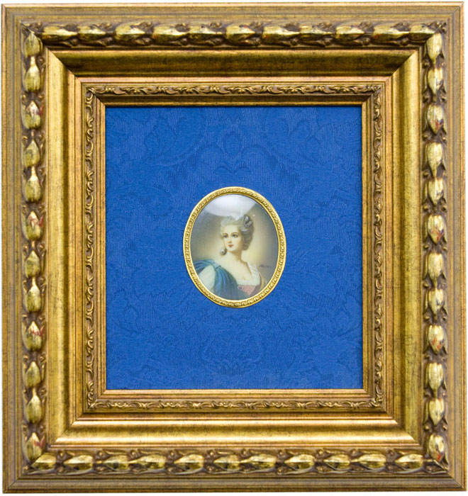 HERMO. Miniatura pintada sobre placa oval de marfil. Siglo XIX.