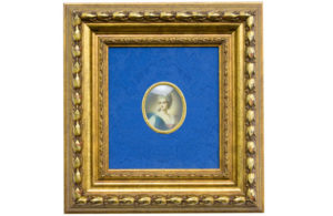 HERMO. Miniatura pintada sobre placa oval de marfil. Siglo XIX.