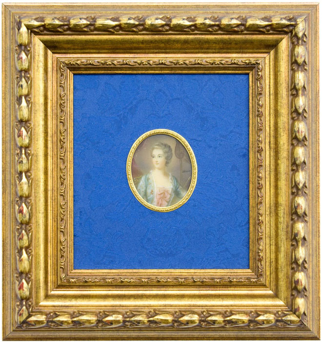 HERMO. Miniatura pintada sobre placa oval de marfil. Siglo XIX.