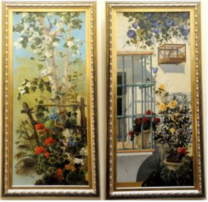 HORACIO LENGO. Óleo sobre lienzo. ""Pareja de escaletas"