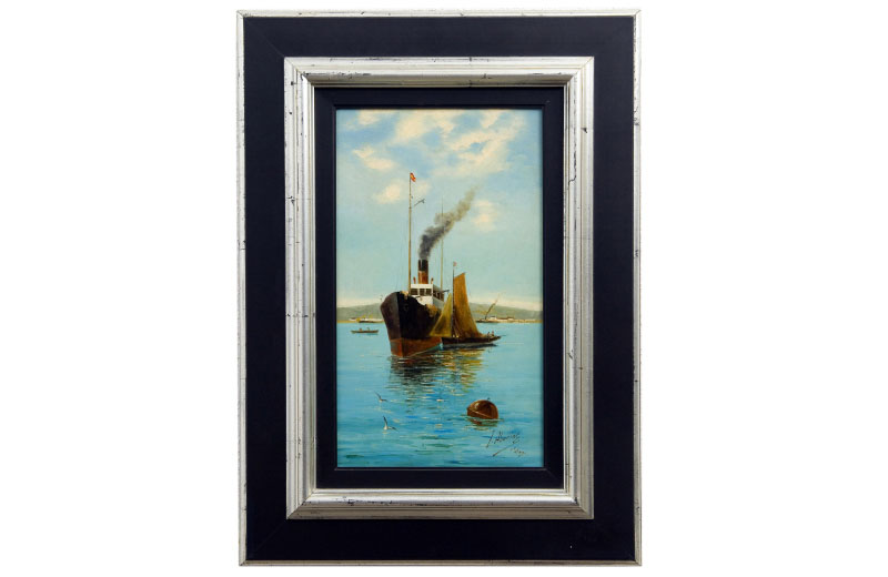 J. ABADÍAS. Óleo sobre tabla de caoba. ""Marina" J. ABADÍAS. Óleo sobre tabla de caoba. ""Marina"