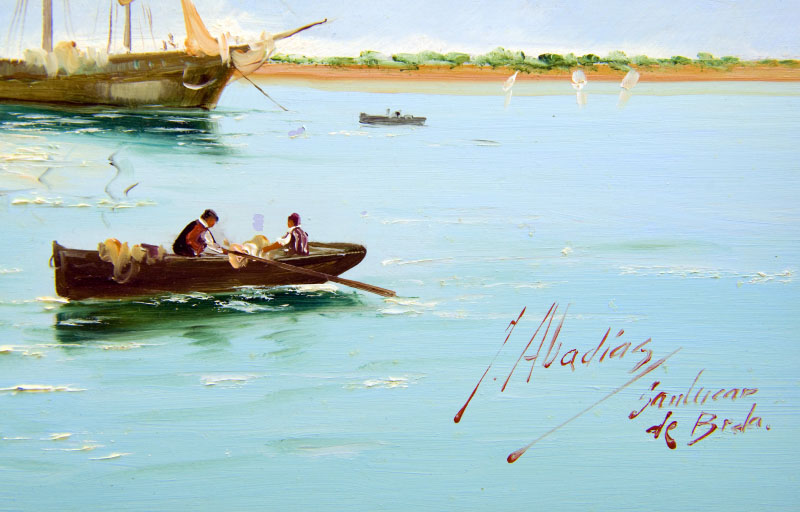 J. ABADÍAS. Óleo sobre tabla de caoba. ""Marina" J. ABADÍAS. Óleo sobre tabla de caoba. ""Marina"