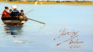 J. ABADÍAS Óleo sobre tabla de caoba. ""Marina"