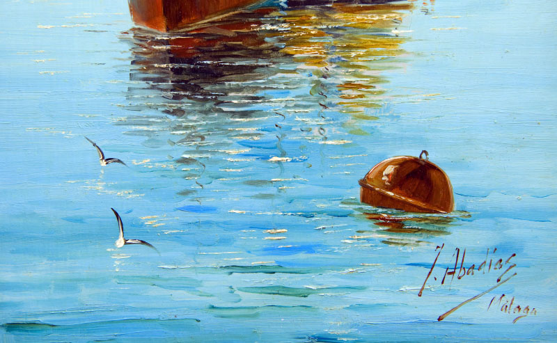 J. ABADÍAS. Óleo sobre tabla de caoba. ""Marina" J. ABADÍAS. Óleo sobre tabla de caoba. ""Marina"